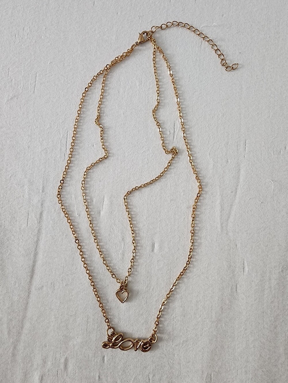 Gold Love Layered Necklace with Heart Pendant
